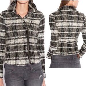 Lucky Brand Plaid Moto Knit Jacket
